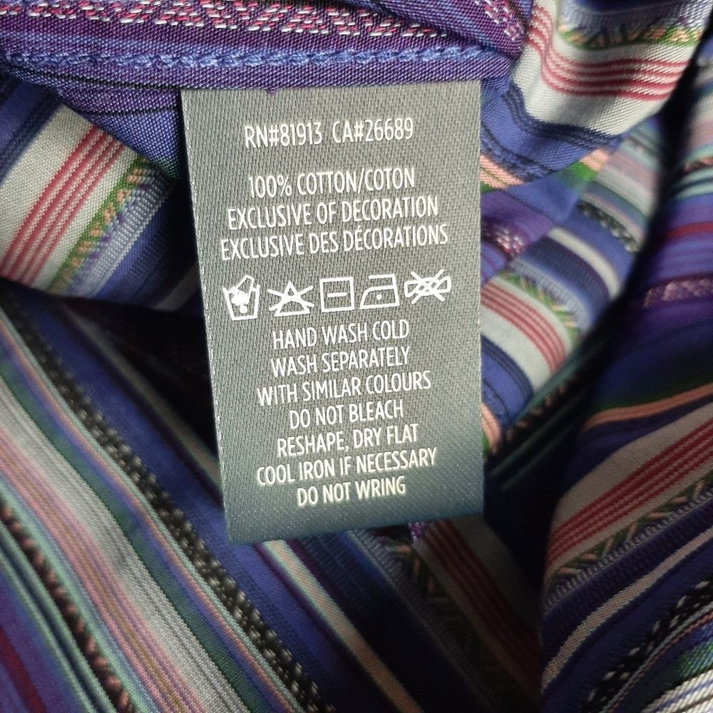 Robert Graham Striped Cotton Flip Cuff Button Front Shirt Size Small NEW - Picture 8 of 9